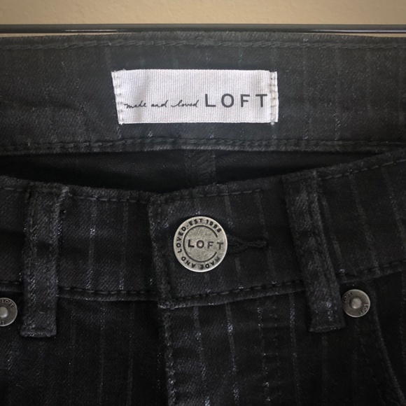 NWOT Ann Taylor Pin Striped Black Jeans - Picture 3 of 11